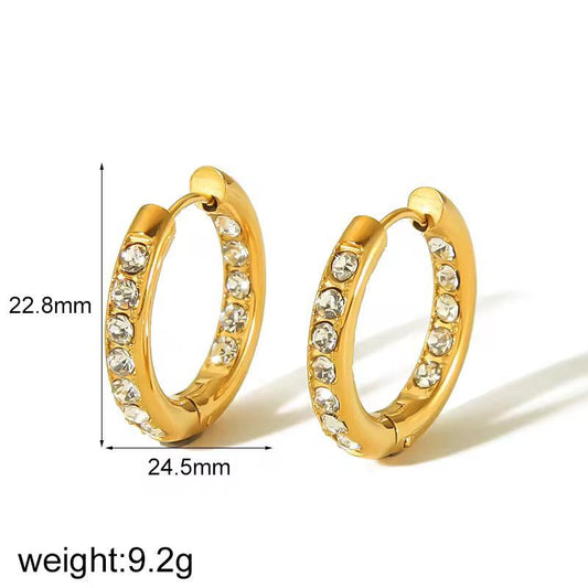 Gold AD Studded Hoop Earrings