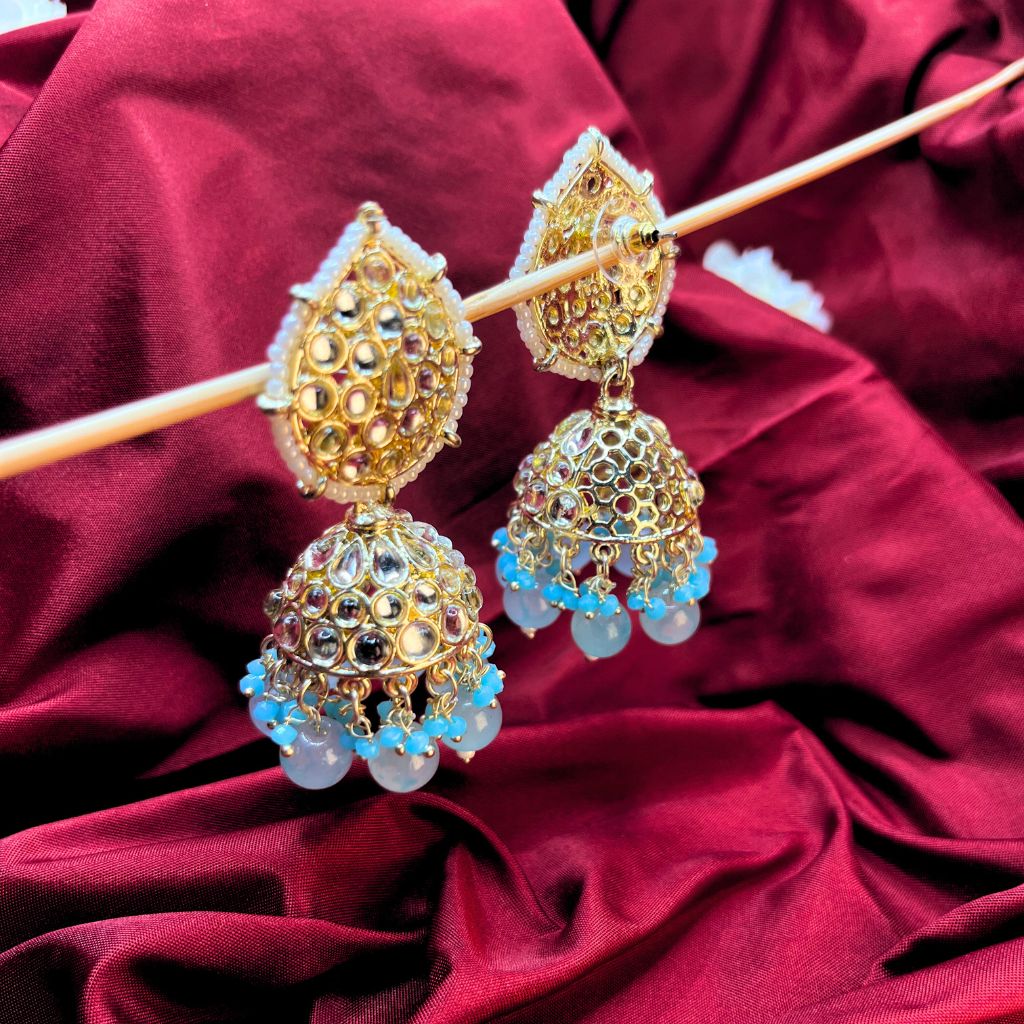 Sky Blue Kundan Earrings