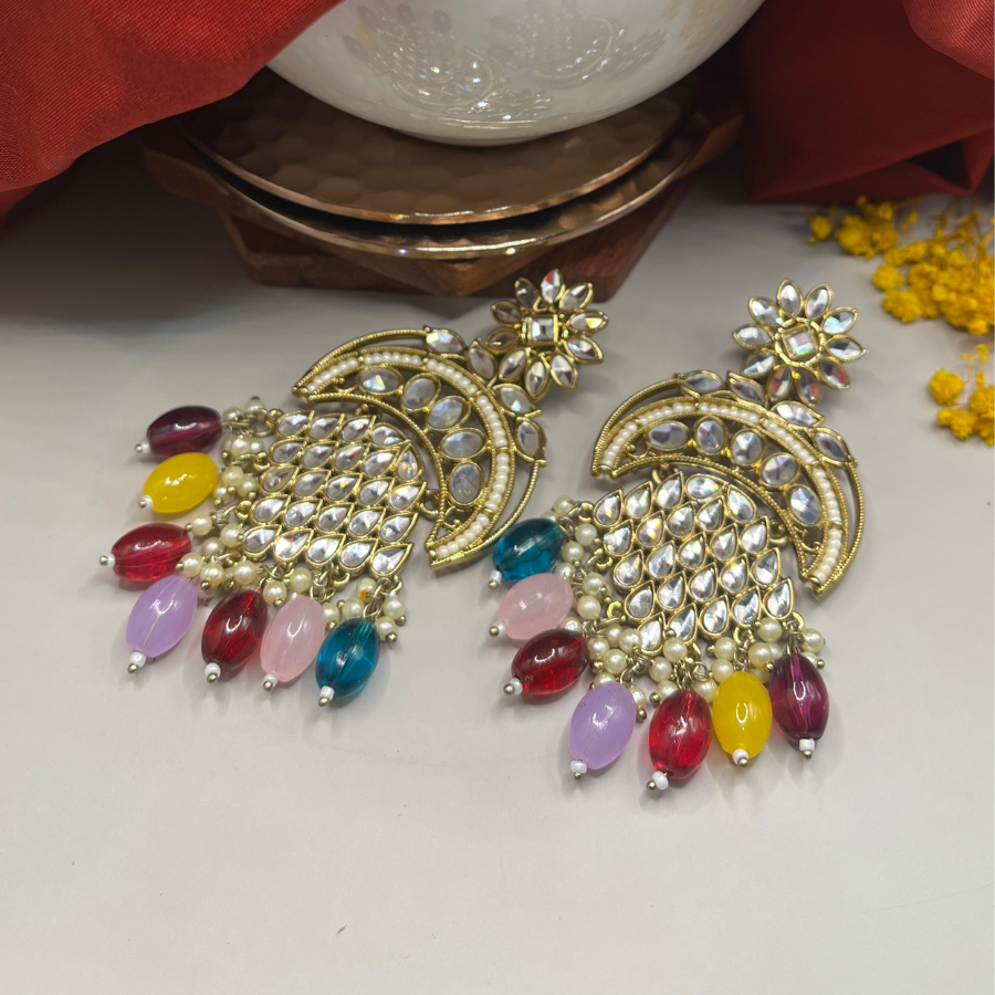 Gold-Toned Designer Chandbali Earrings