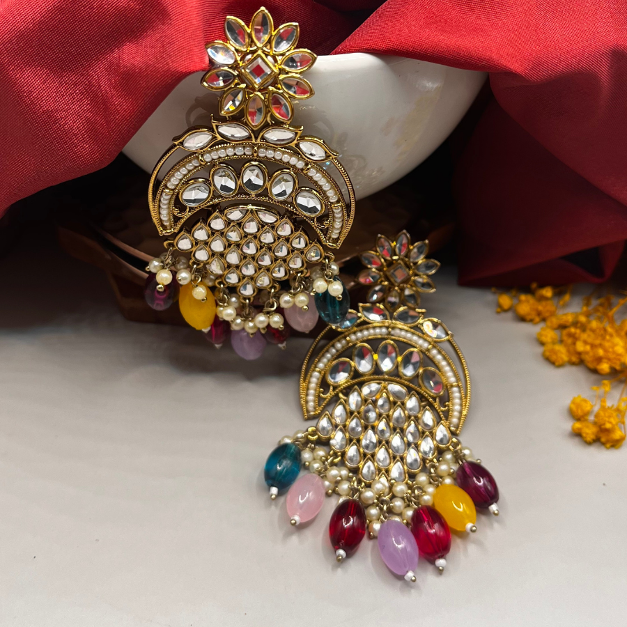 Gold-Toned Designer Chandbali Earrings