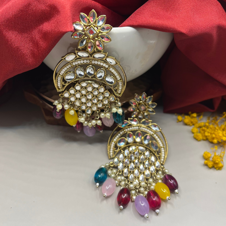 Gold-Toned Designer Chandbali Earrings