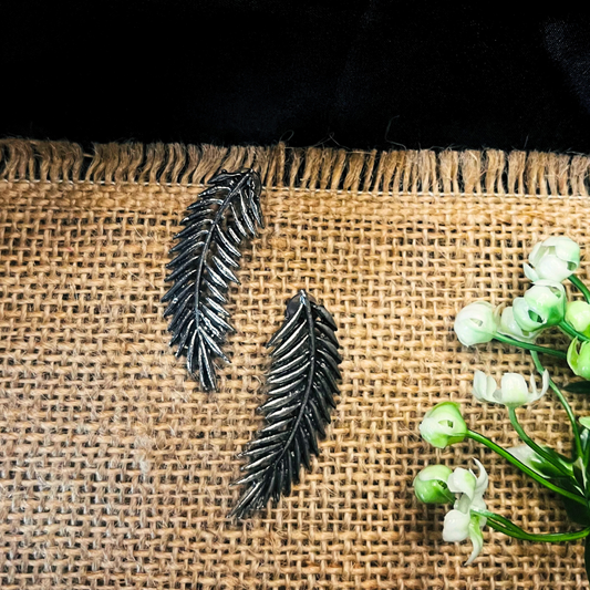 Antique Finishing Oxidised Leaf Earrings