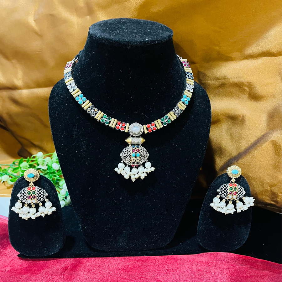 Multicolor Indo Western Necklace Set