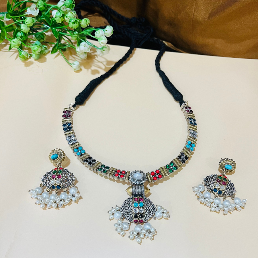 Multicolor Indo Western Necklace Set