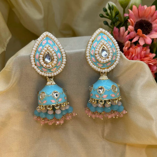 Sky Blue Meenakari Earrings