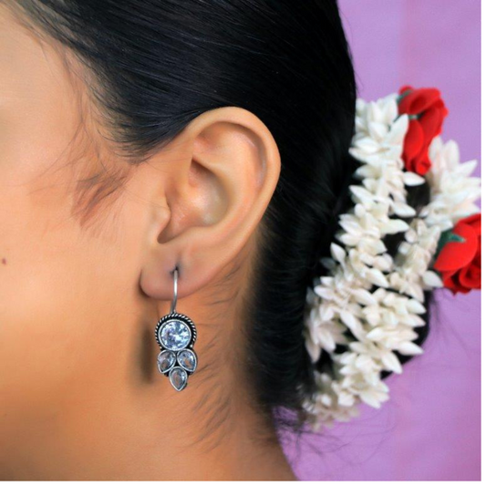 White Contemporary Hook Earrings