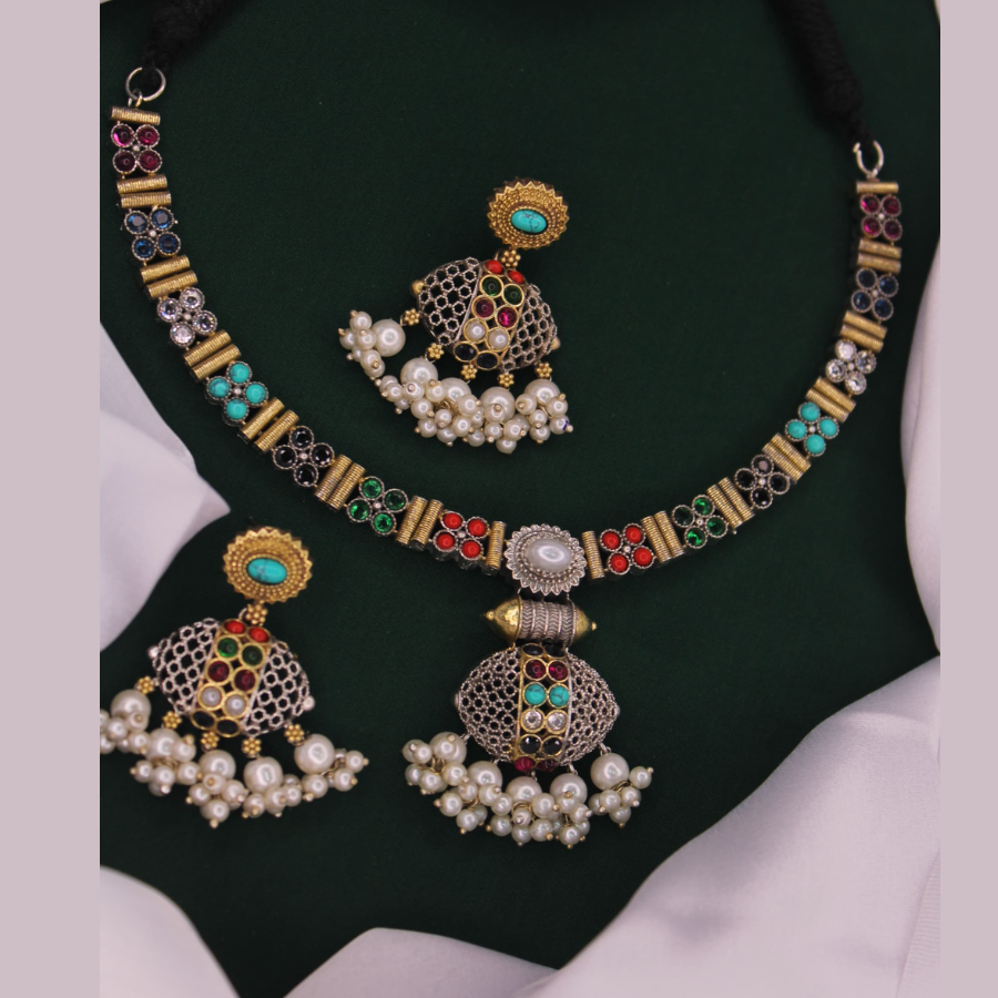 Multicolor Indo Western Necklace Set