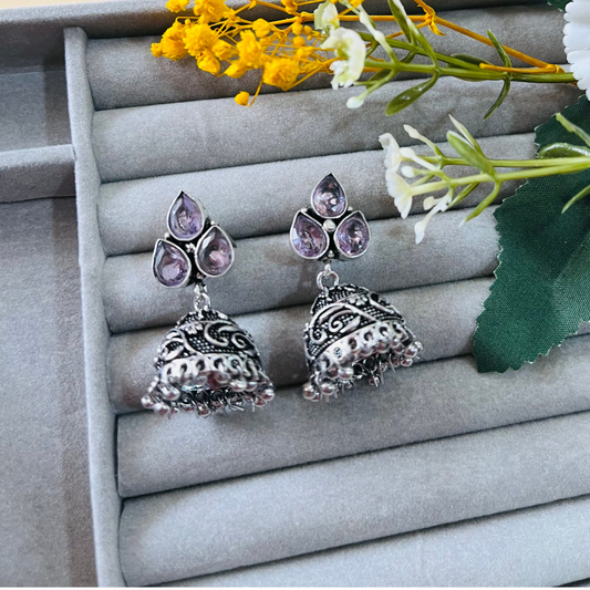 Crystal Pink Jhumki Earring