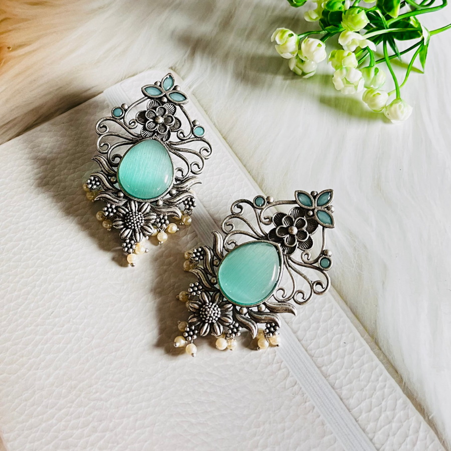 Butterfly Design Monalisa Stone Stud Earrings