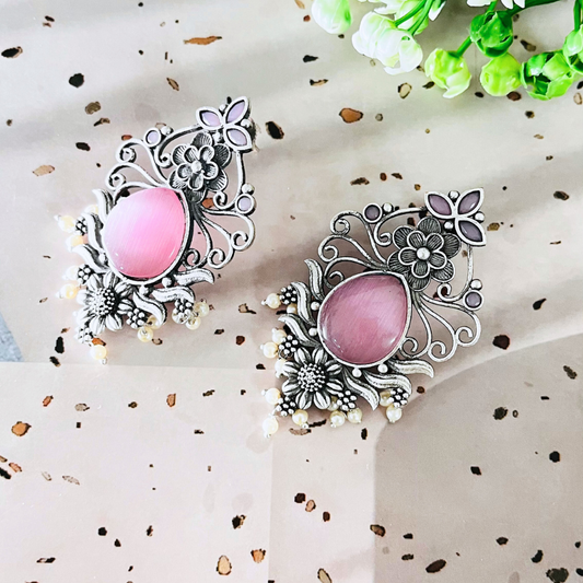 Butterfly Design Monalisa Stone Stud Earrings