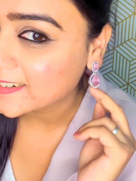 Premium Quality Pink AD Stone Earrings