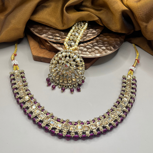 Designer Choker Set with Maang Tikka