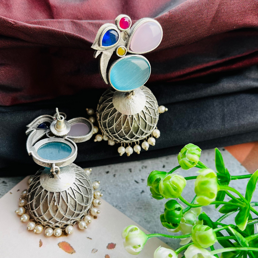 Bird shaped Silver Plated Classy Jhumki