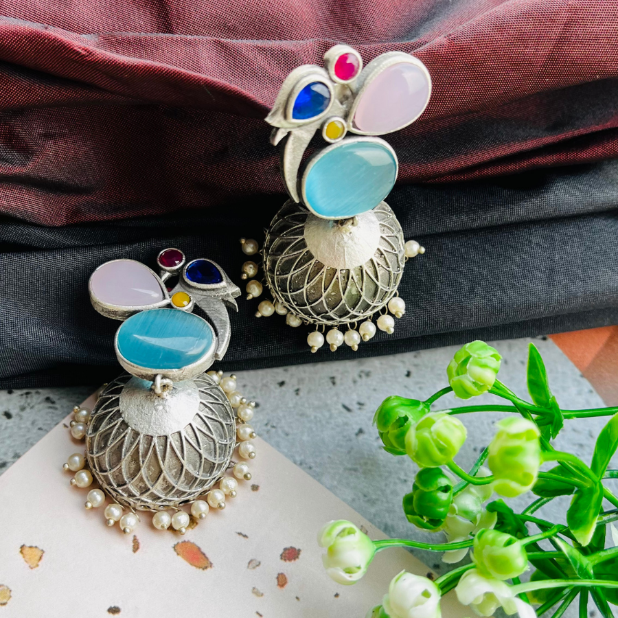 Bird shaped Silver Plated Classy Jhumki