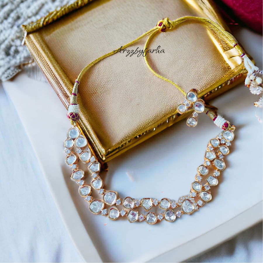 Moissanite Double Layered Necklace Set