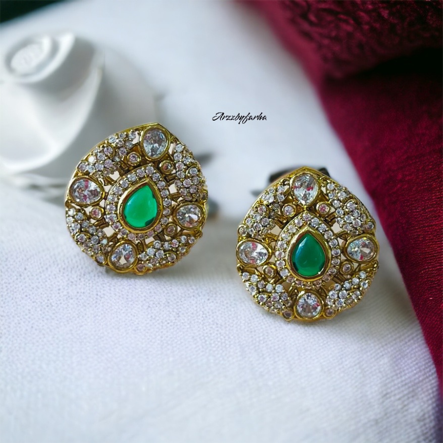 Polki Moissanite Victorian Studs