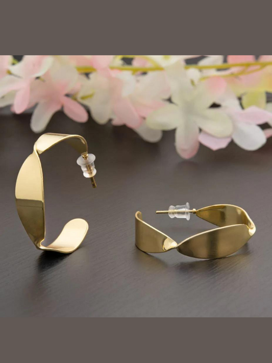 Silver & Gold Plated Twisted Hoops Earring-