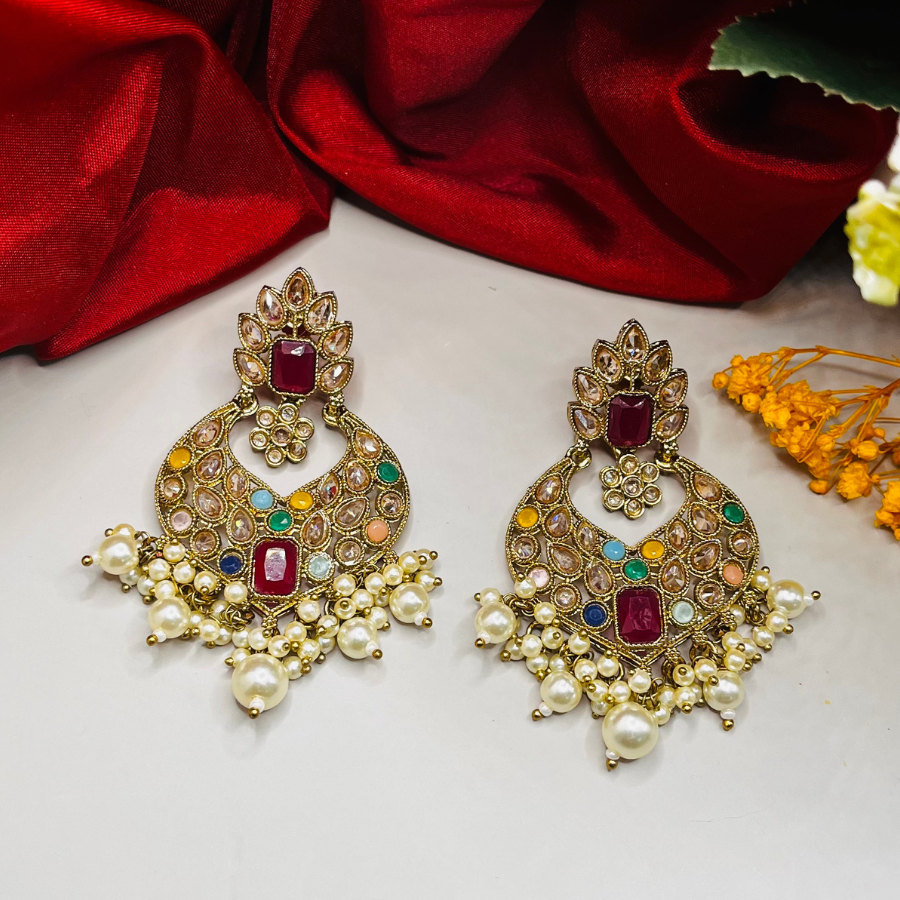 Kundan Polki Beaded Earring