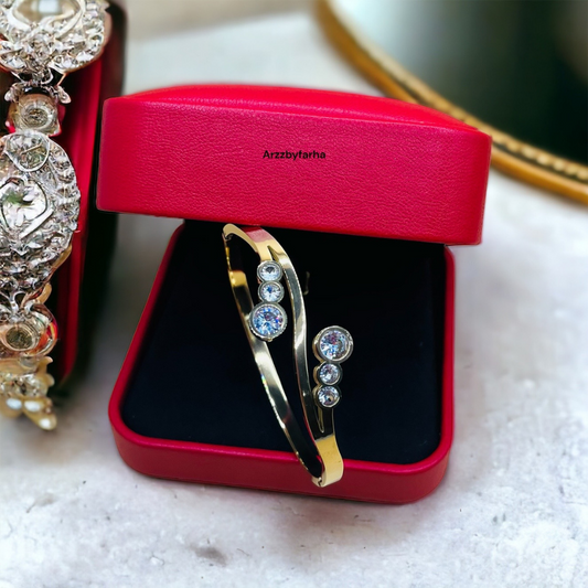 Gold Plated Crystal Stone Cuff Bracelet