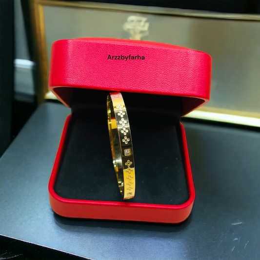 Gold Platted Zircon Studded Cuff Bracelet