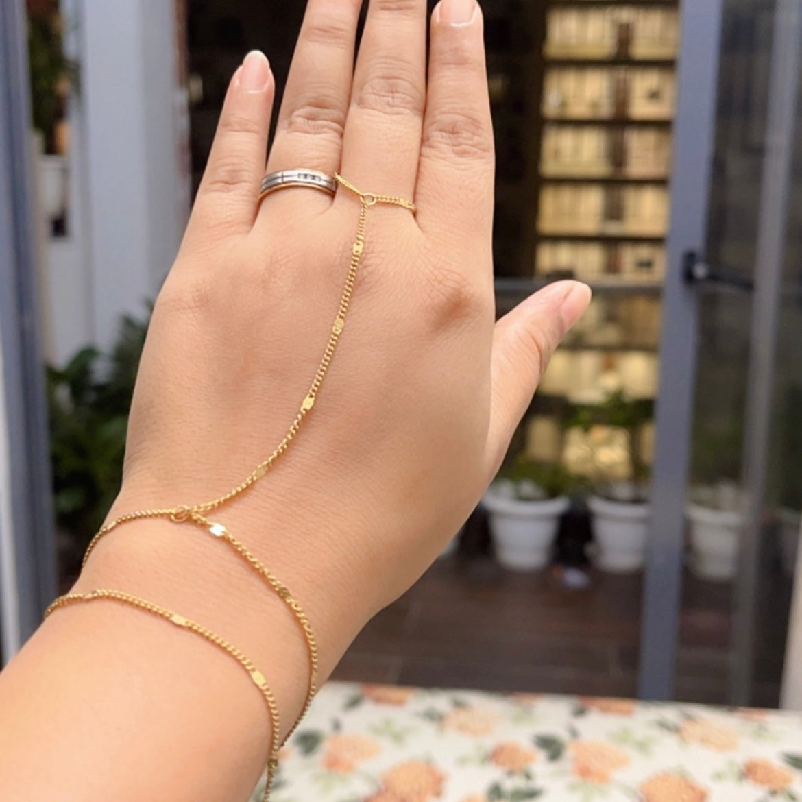 Gold Finger Hand Chain Bracelet