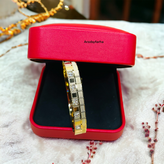 Gold Platted Zircon Studded Cuff Bracelet