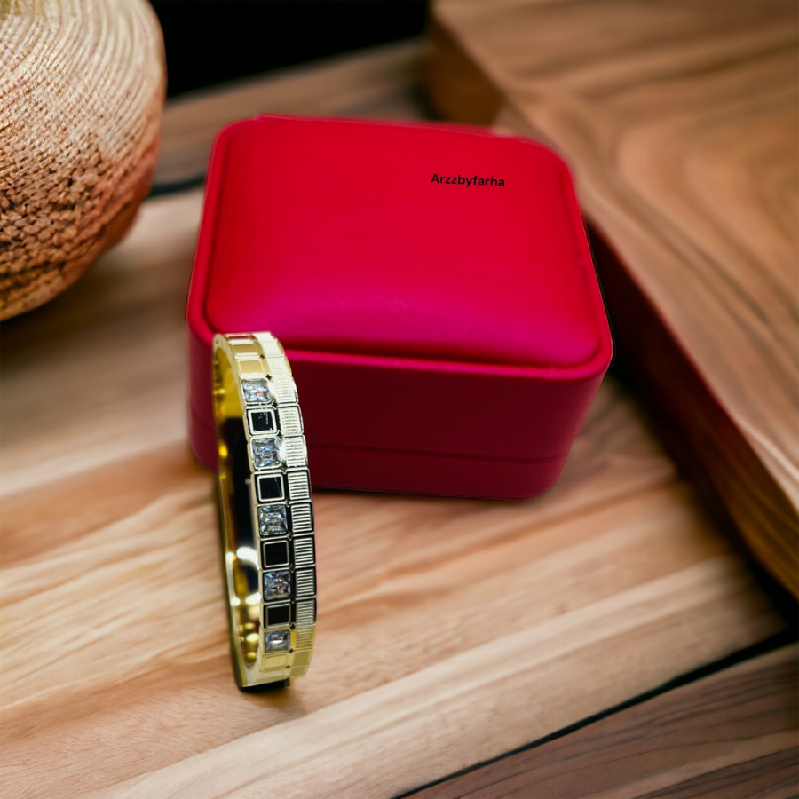 Gold Platted Zircon Studded Cuff Bracelet