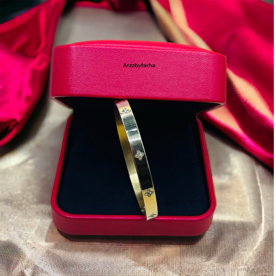 Gold Platted Zircon Studded Cuff Bracelet