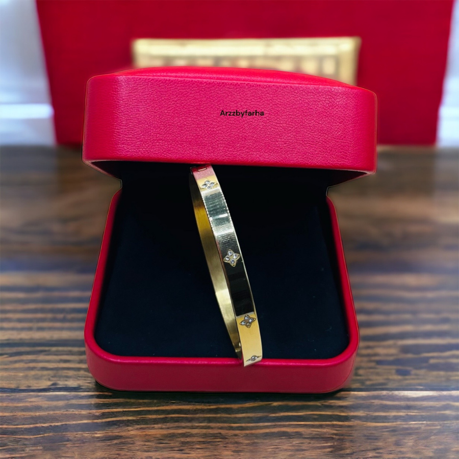 Gold Platted Zircon Studded Cuff Bracelet