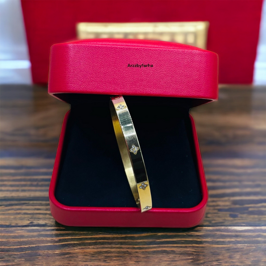 Gold Platted Zircon Studded Cuff Bracelet