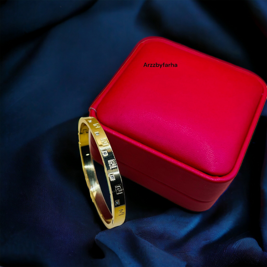 Gold Platted Zircon Studded Cuff Bracelet