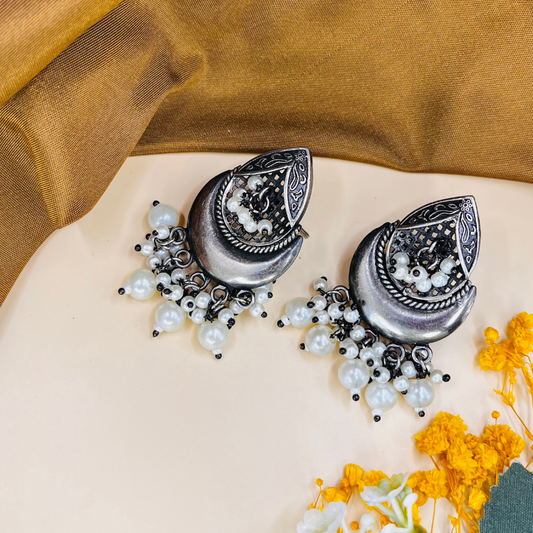 Vintage Silver Chandbali Earrings