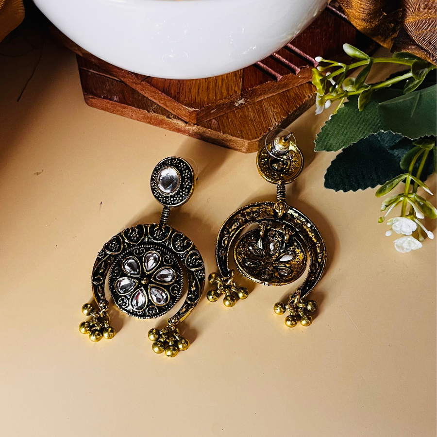 Gold Oxidised Earrings