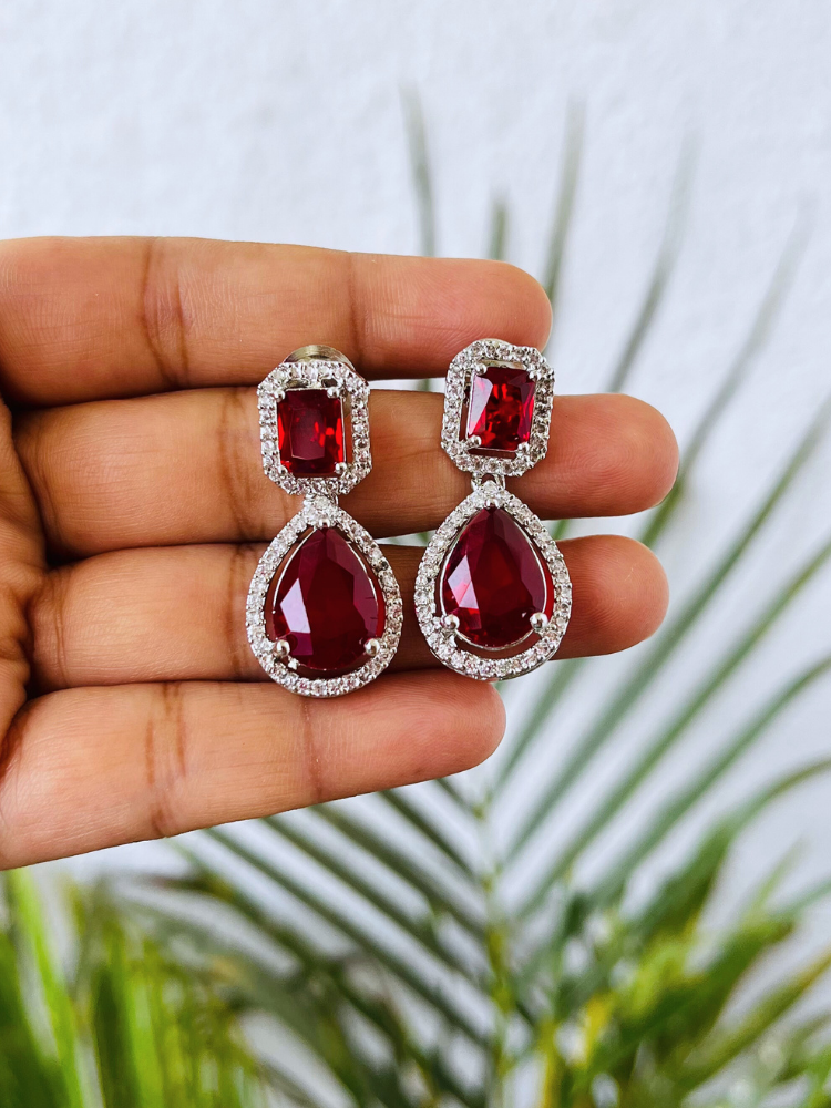 Premium Quality Red AD Stone Earrings