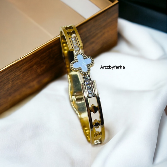 Gold Platted Zircon Studded Cuff Bracelet