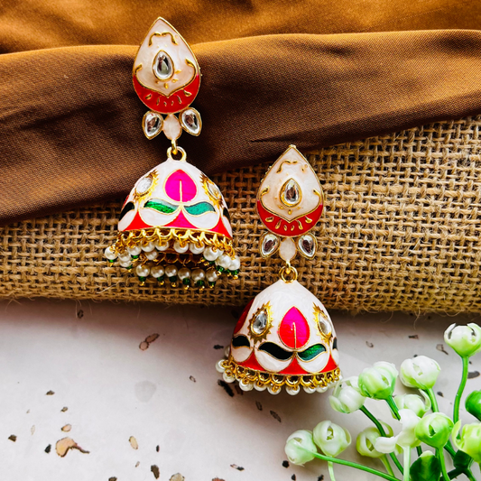 Classy Meenakari Dome Jhumkas Earrings