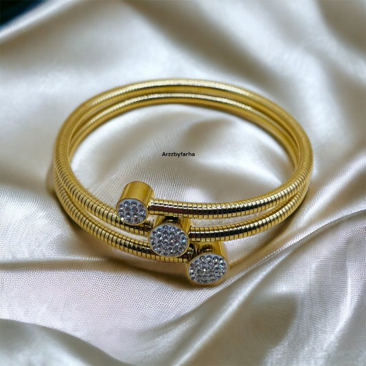 18k Gold Platted Crystal Cuff Bracelet