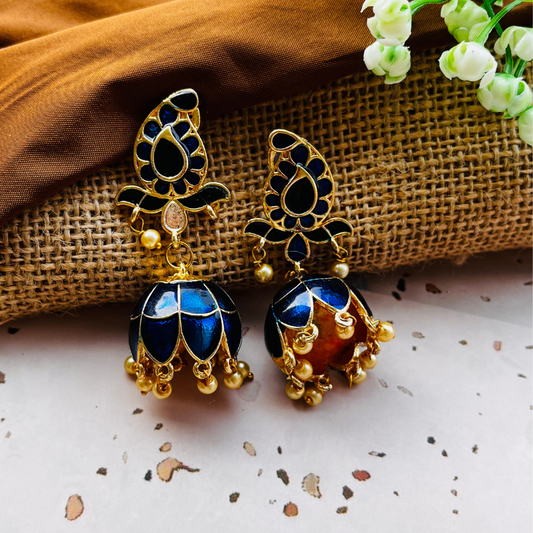 Blue Jhumkas Earrings