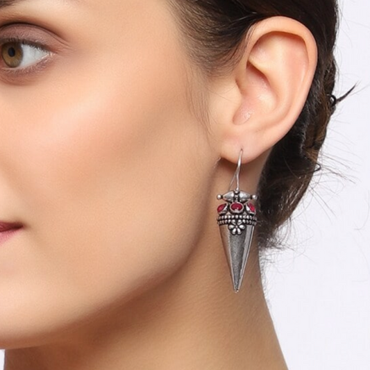 Silver Oxidised Hook Earrings