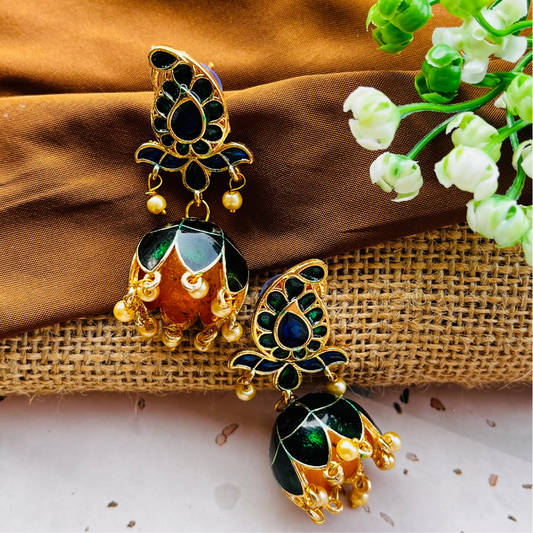 Emerald Jhumkas Earrings