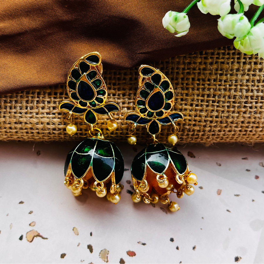 Emerald Jhumkas Earrings