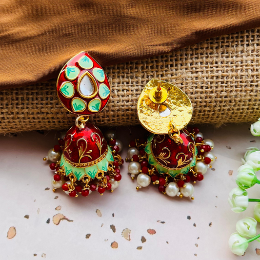Beautiful Meenakari Bell Jhumkas Earrings