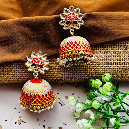 Gold plated Contemporary Jhumkas Earrings