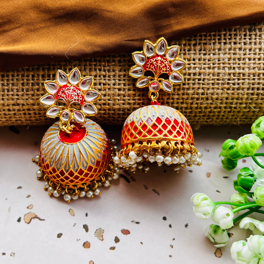 Gold plated Contemporary Jhumkas Earrings
