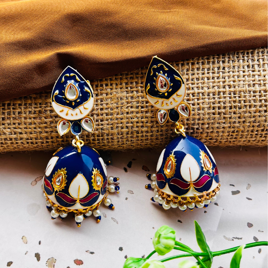 Classy Meenakari Dome Jhumkas Earrings