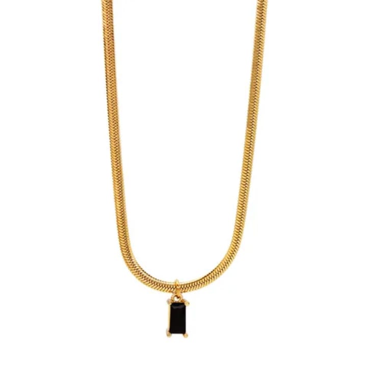 Black Stone Pendant Necklace