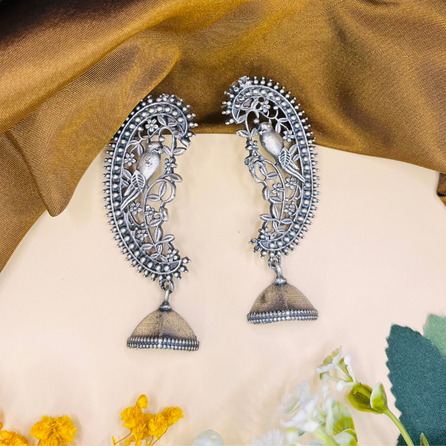 Oxidised Silver Vintage Drop Earrings
