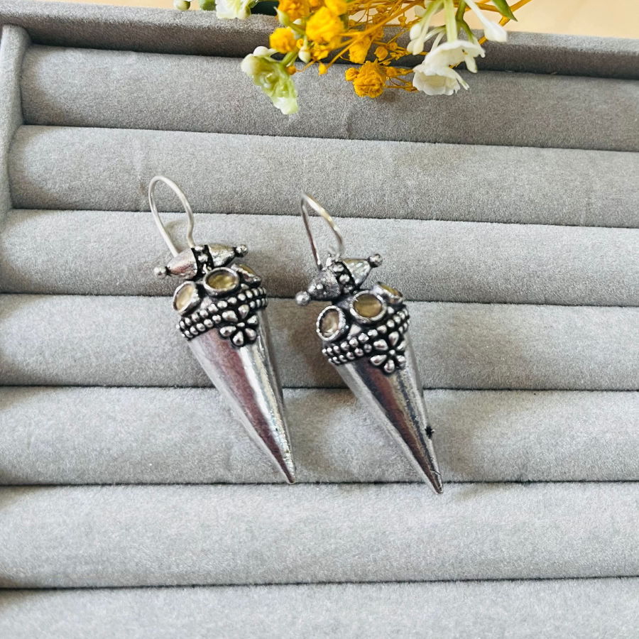 Silver Oxidised Hook Earrings
