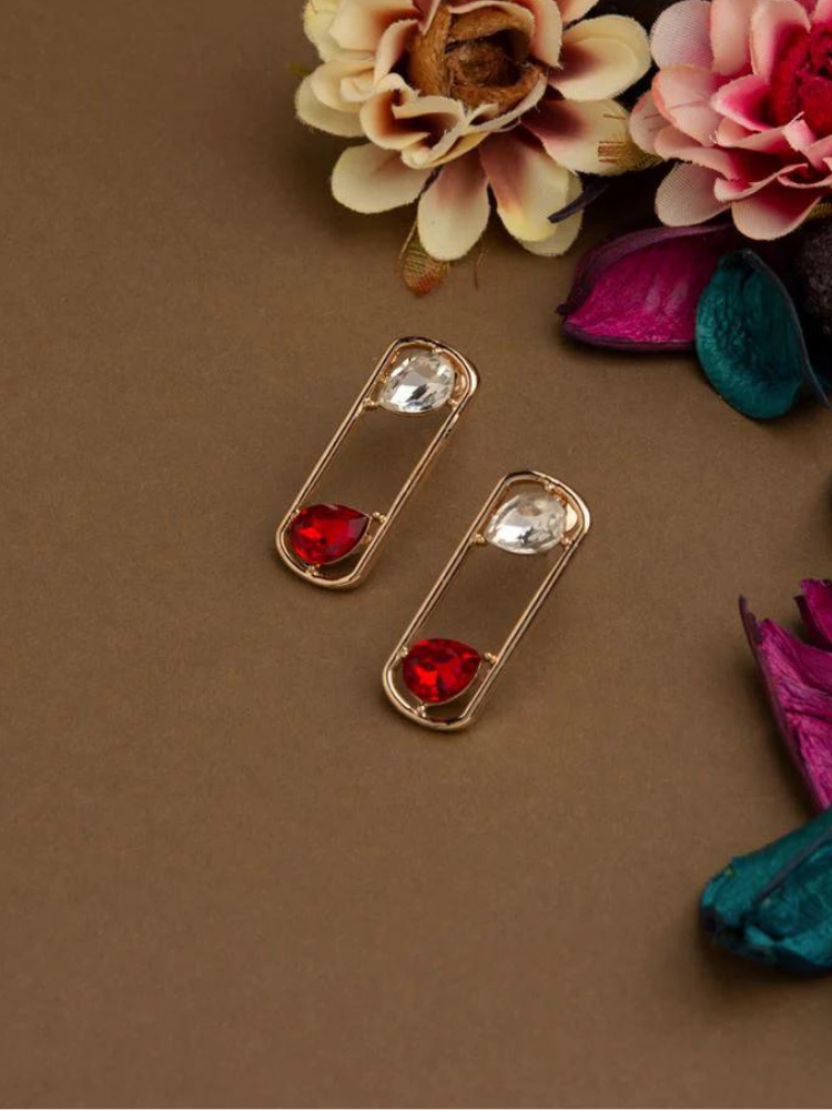 Red Stone Studded Western Earring