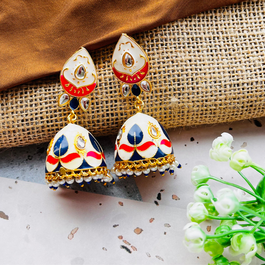 Classy Meenakari Dome Jhumkas Earrings